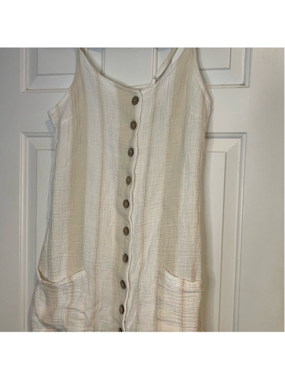 Ocean Drive Cream Button-Down Sleeveless Beach Coverup
